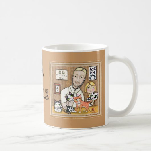 子ネコのコーヒー・マグを持つ獣医 コーヒーマグカップ (右)