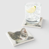 子ネコの凝視 ストーンコースター (横)