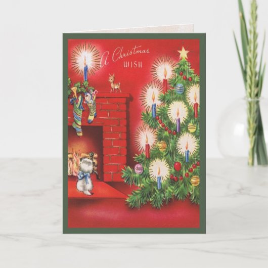 子ネコの待っているクリスマスの朝カード シーズンカード (正面)