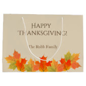 子ネコの感謝祭の大きいギフトバッグ ラージペーパーバッグ (裏面)