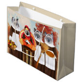 子ネコの感謝祭の大きいギフトバッグ ラージペーパーバッグ (正面アングル)