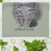 子ネコの虎猫の芸術"それは猫なしではではないです家" キッチンタオル (折り畳み)