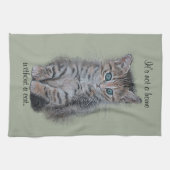子ネコの虎猫の芸術"それは猫なしではではないです家" キッチンタオル (横)