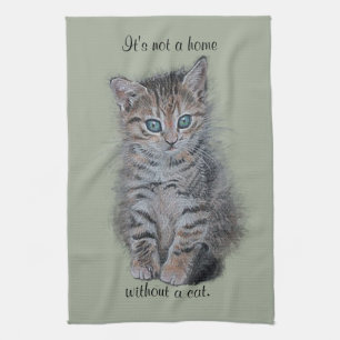 子ネコの虎猫の芸術"それは猫なしではではないです家" キッチンタオル