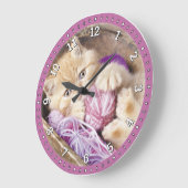 子ネコの装飾的な柱時計 ラージ壁時計 (傾斜)