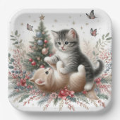 子ネコよくはしゃぐス ペーパープレート (正面)