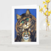 子ネコカードを持つヴィンテージのルイWainの母猫 カード (黄色い花)