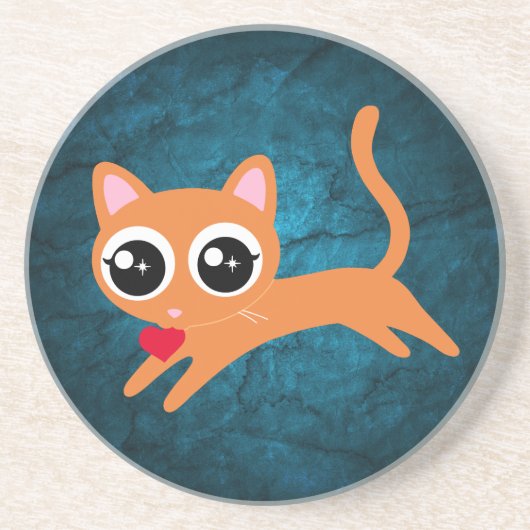 子ネコハート泥棒かわいい女の子へのプレゼント コースター (正面)