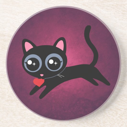 子ネコハート泥棒かわいい女の子へのプレゼント コースター (正面)