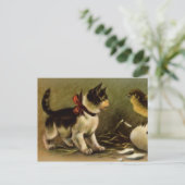 子ネコ及びひよこのイースター郵便はがき シーズンポストカード (スタンド正面)