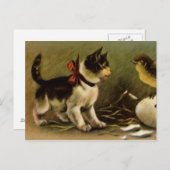 子ネコ及びひよこのイースター郵便はがき シーズンポストカード (正面/裏面)