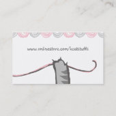 子ネコ猫の編み物針ヤーンの編機械 名刺 (裏面)