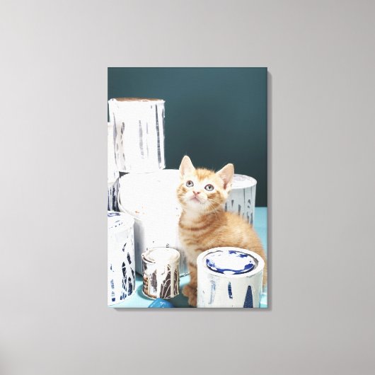 子ネコ絵を描が キャンバスプリント (正面)