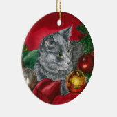 子ネコ、猫のオーナメント- "休日の間家" セラミックオーナメント (右)