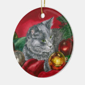 子ネコ、猫のオーナメント- "休日の間家" セラミックオーナメント (左)