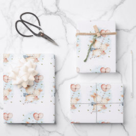 子バレンタインデーハートバルーン ラッピングペーパーシート