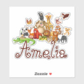 子パーソナライズされたどもの動物 シール (シート)