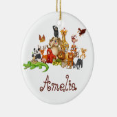 子パーソナライズされたどもの動物 セラミックオーナメント (右)