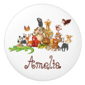 子パーソナライズされたどもの動物 セラミックノブ (正面)