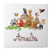 子パーソナライズされたどもの動物 タイル (正面)
