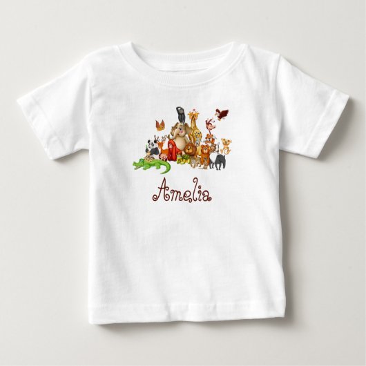 子パーソナライズされたどもの動物 ベビーTシャツ (正面)