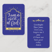 子パーソナライズされたどもの就寝祈りの言葉カード プレイスカード (正面/裏面)