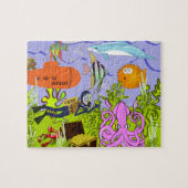 子パーソナライズされたどもの海の世界 ジグソーパズル (横)