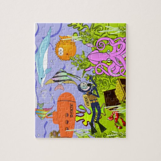 子パーソナライズされたどもの海の世界 ジグソーパズル (縦)