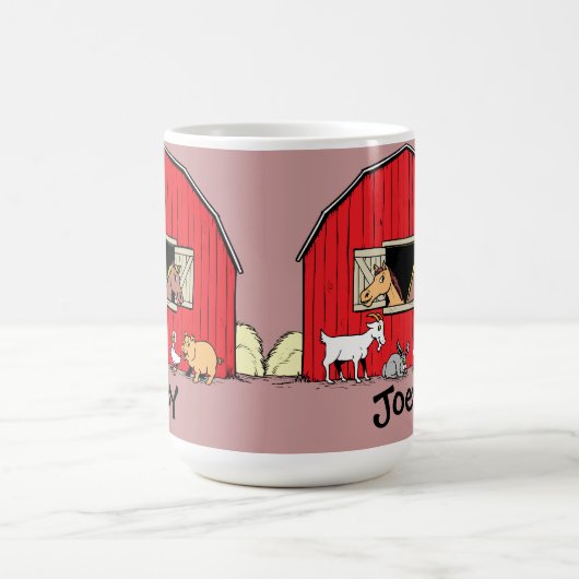 子パーソナライズされたどもの納屋と動物のマグ コーヒーマグカップ (中央)