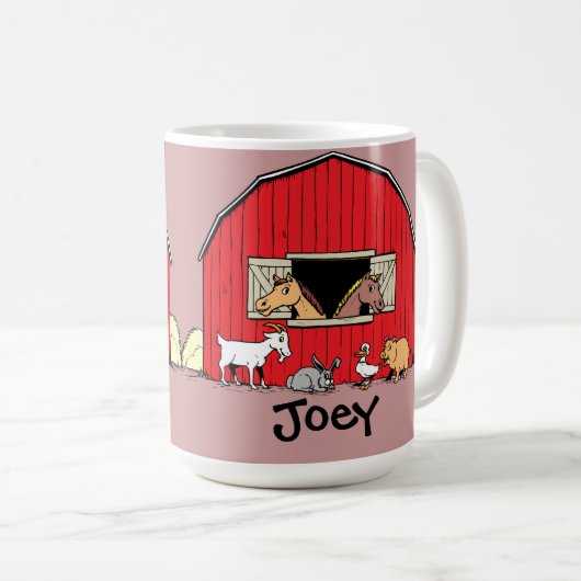 子パーソナライズされたどもの納屋と動物のマグ コーヒーマグカップ (正面右)