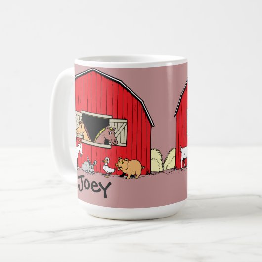 子パーソナライズされたどもの納屋と動物のマグ コーヒーマグカップ (正面左)