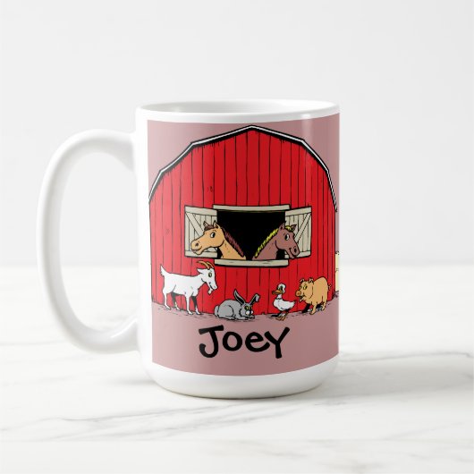 子パーソナライズされたどもの納屋と動物のマグ コーヒーマグカップ (左)