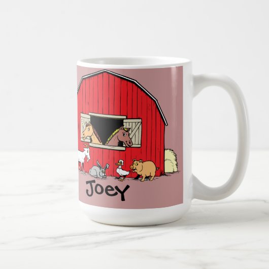 子パーソナライズされたどもの納屋と動物のマグ コーヒーマグカップ (右)
