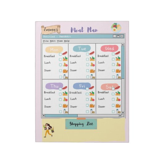 [子パーソナライズされたどもの食事プラン+栄養]チェックボックス ノートパッド (回転)