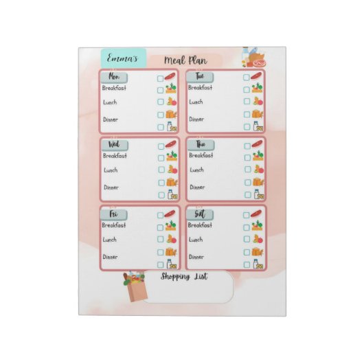 [子パーソナライズされたどもの食事プラン+栄養]チェックボックス ノートパッド (回転)