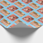 子パーソナライズされたどもの2写真テンプレート ラッピングペーパー (角)