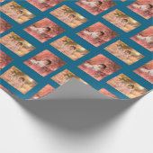 子パーソナライズされたどもの2写真テンプレート ラッピングペーパー (角)