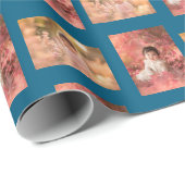 子パーソナライズされたどもの2写真テンプレート ラッピングペーパー (ロールコーナー)