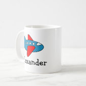 子パーソナライズされたども向けマグ |玩具飛行機とヘリコプター コーヒーマグカップ (正面左)