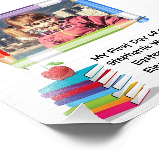 子パーソナライズされたども学校フォトフレーム フォトプリント            (角)