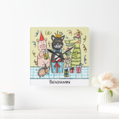 子パーソナライズされたども用パーティー時計 スクエア壁時計 (ホーム)