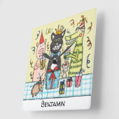 子パーソナライズされたども用パーティー時計 スクエア壁時計 (傾斜)