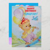 子パーソナライズされたども誕生日カード サンキューカード (正面/裏面)