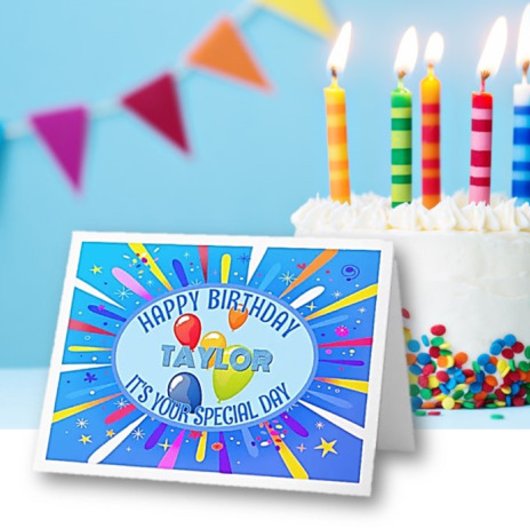 子パーソナライズされたのカラフル誕生日 カード