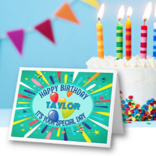 子パーソナライズされたのカラフル誕生日 カード