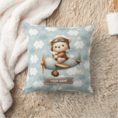 子パーソナライズされた供のテディベアパイロットベビー枕 クッション (ブランケット)