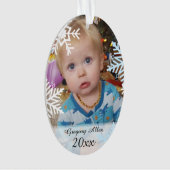 子パーソナライズされた供の写真クリスマス記念品 オーナメント (正面)