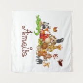 子パーソナライズされた供の動物  タペストリー (正面(横))