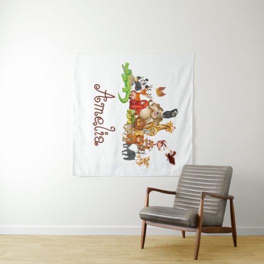 子パーソナライズされた供の動物  タペストリー (インサイチュ(横))
