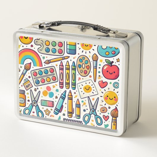 子パーソナライズされた供の学校の芸術品 メタルランチボックス (裏面)
